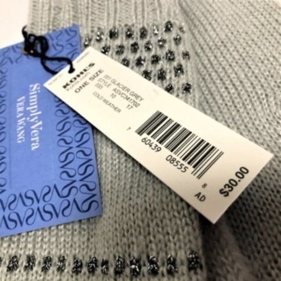 Simply Vera Texting Knit Gloves Gray Metallic Knit - Picture 5 of 8